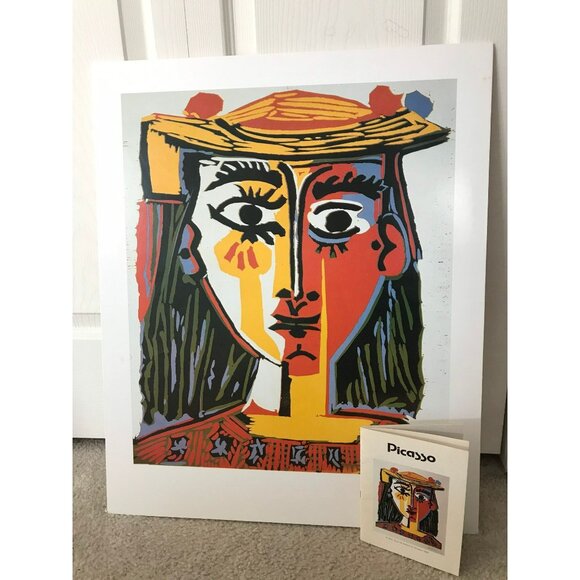 Vintage B 1072 Picasso Print Buste De Femme Au Chapeau 1962  Art Booklet PICASSO - Picture 1 of 10